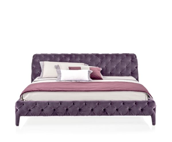 Button Upholstered Velvet Bed