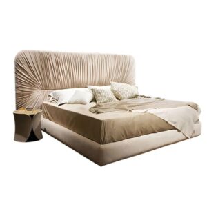 Pleated Wide Headboard Bed
