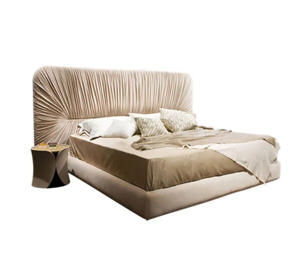 Pleated Wide Headboard Bed