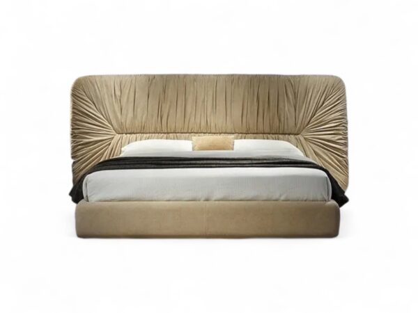 Luxury Pleated Headboard Bed with soft, neutral upholstery