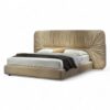 Elegant pleated headboard bed in a sophisticated, neutral tone