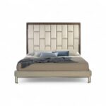 Edenique Luxe Bed with tall panelled upholstered headboard