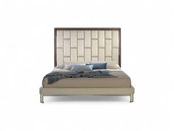 Edenique Luxe Bed with tall panelled upholstered headboard
