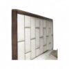Elegant designer bed with plush cushioned headboard