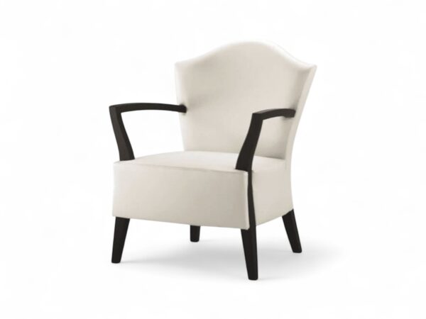 Ivory modern lounge chair with sculpted silhouette