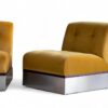 Modern armless velvet chair with stainless-steel base