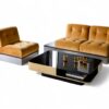 Modular velvet chair combined with matching units
