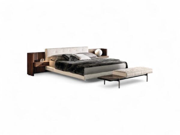 Contemporary Riviera Bed featuring premium upholstery and teak wood