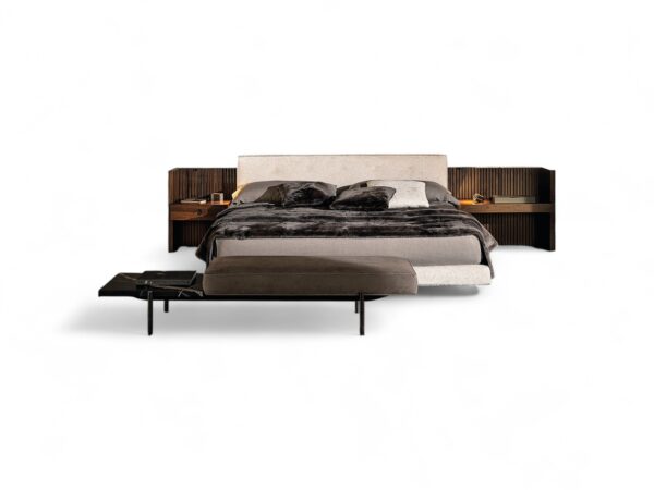 Luxury Riviera Bed with plush headboard and elegant wooden detailing