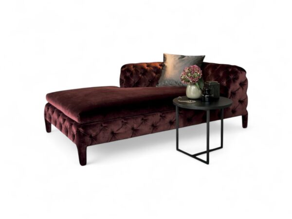 Buttoned Style Chaise Lounge side view with tufted backrest