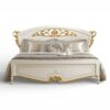 Italian Leaf Carved Bed with gold detailing and sculpted headboard