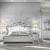 Pearl and Silver Designer Wooden Bed