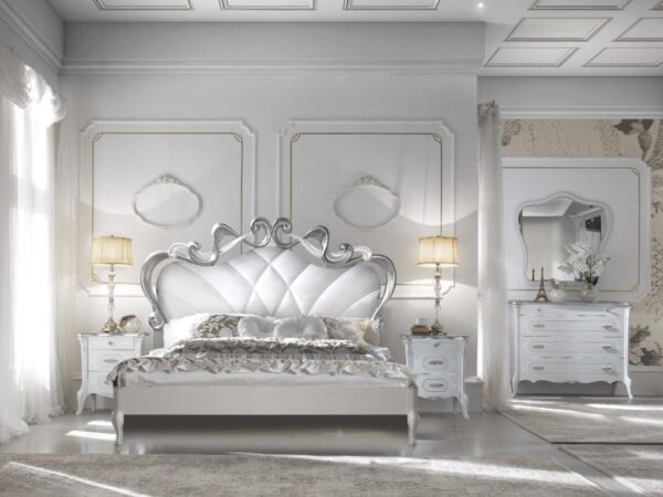 Pearl and Silver Designer Wooden Bed