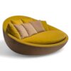 Luxury curved sofa with plush seating and hardwood frame