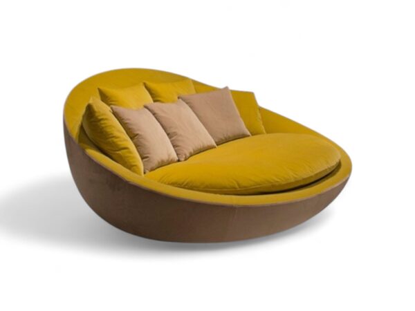 Luxury curved sofa with plush seating and hardwood frame