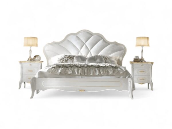 Luxurious ivory upholstered bed for a sophisticated bedroom