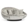 Island Curved Sofa with neutral fabric upholstery and sculptural design