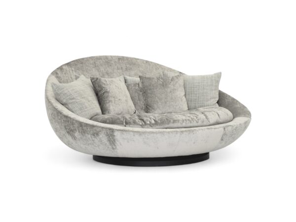 Island Curved Sofa with neutral fabric upholstery and sculptural design