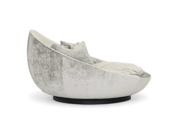 Modern three-seater curved sofa with smooth cushioning