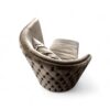 Modern curved sofa with tufted back design and plush cushioning for luxury interiors