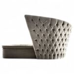 Luxe Tufted Curved Sofa in premium grey velvet finish with elegant tufted backrest