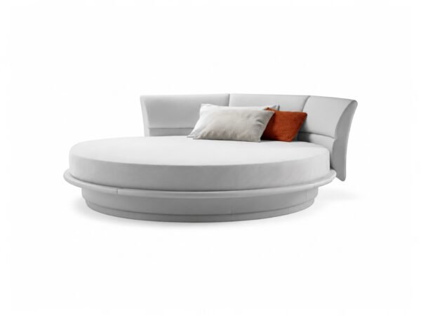 Elegant round upholstered bed in premium fabric