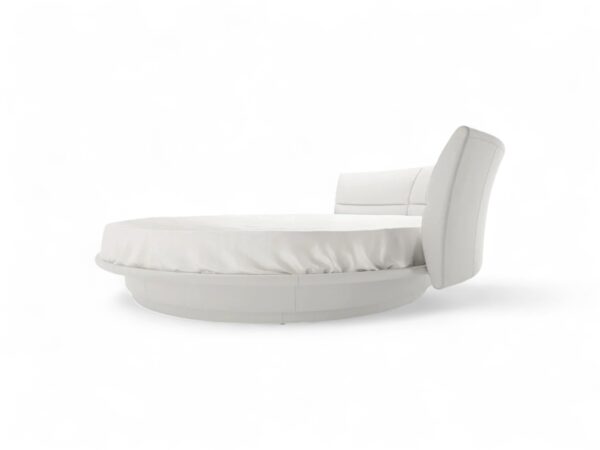 Modern circular bed with solid teak wood base