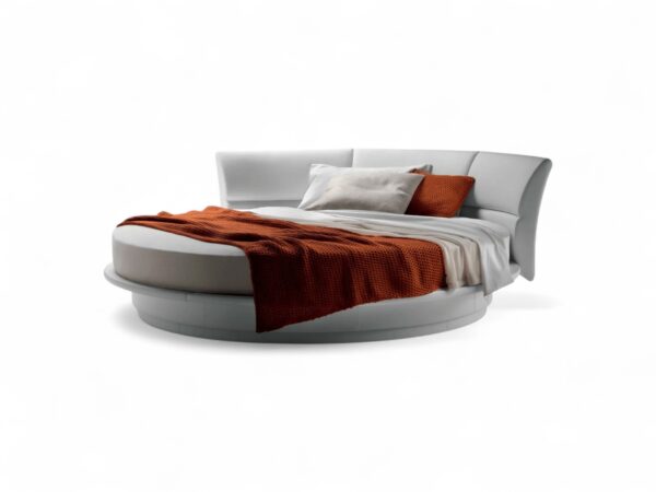 Elegant round upholstered bed in premium fabric
