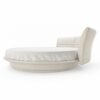 Modern circular bed with solid teak wood base
