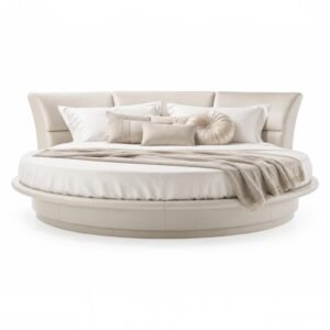 Celestia Round Bed with upholstered curved headboard