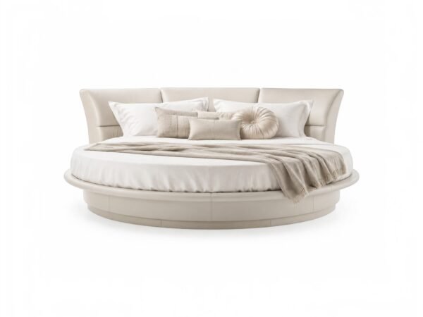 Celestia Round Bed with upholstered curved headboard
