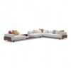 Sophisticated 5-seater L-shape sofa with earthy pillows