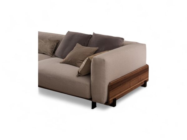 Designer modular sofa with minimalist wooden structure