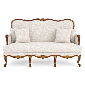 Luxury Louis XV Style Carved Sofa with floral upholstery and carved frame