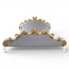 Carved Gold Leaf Bed with intricate gold detailing on the headboard and footboard