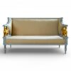 Griffin Majesty Settee with golden griffin armrest carvings