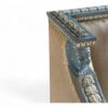 Neoclassical settee in neutral fabric and ornate wooden frame