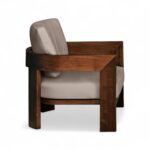 Outdoor Modern Armchair with sleek wooden frame and neutral upholstery