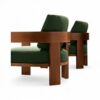 Geometric design armchair with open armrests and soft fabric seat