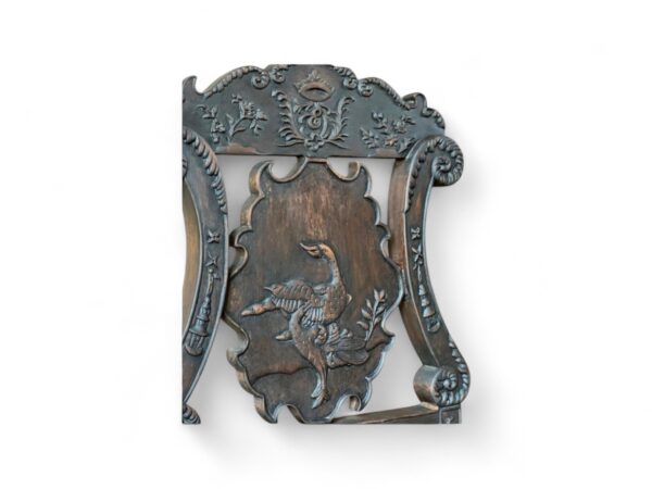Vintage Noir Crest Chair with arched back and cane design