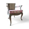 French Rococo-style chair with toile fabric upholstery