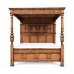 Artisanal Carved Canopy Bed handcrafted from teakwood