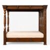 Palace-style handcrafted wooden canopy bed