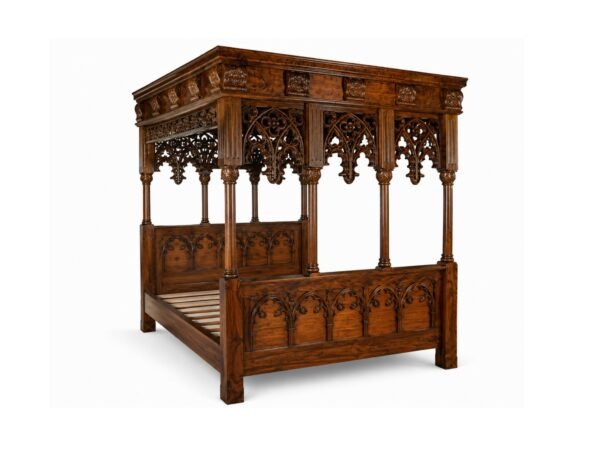 Grand Four-Poster Bed hand carved wooden poster bed