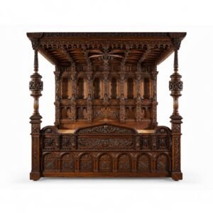 Royal Gothic Canopy Bed handcrafted from teakwood