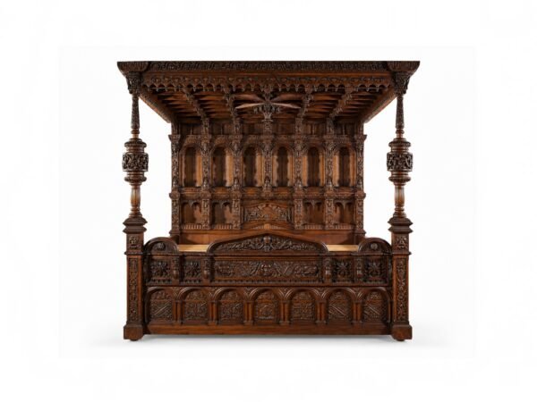 Royal Gothic Canopy Bed handcrafted from teakwood