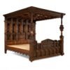 Palace-style handcrafted wooden canopy bed
