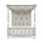 Royal Ivory Carved Canopy Bed