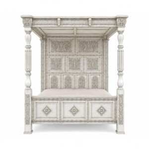 Royal Ivory Carved Canopy Bed
