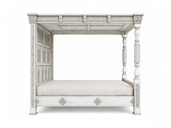Palace-style handcrafted wooden canopy bed